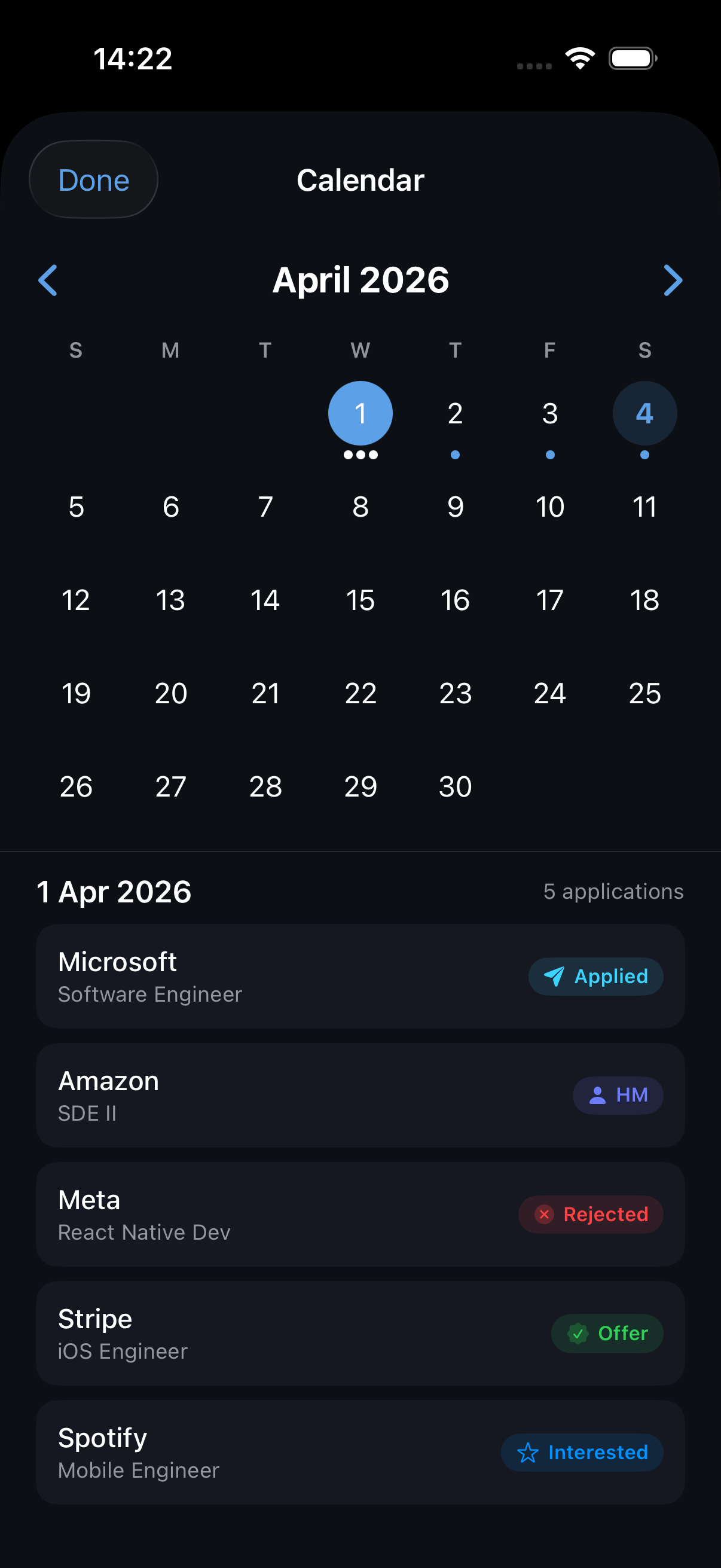 Calendar view